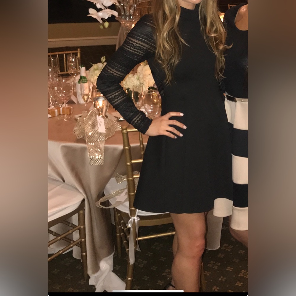 Elegant Black Lace Dress Long Sleeve Lace Sleeves - Wedding Guest or Event